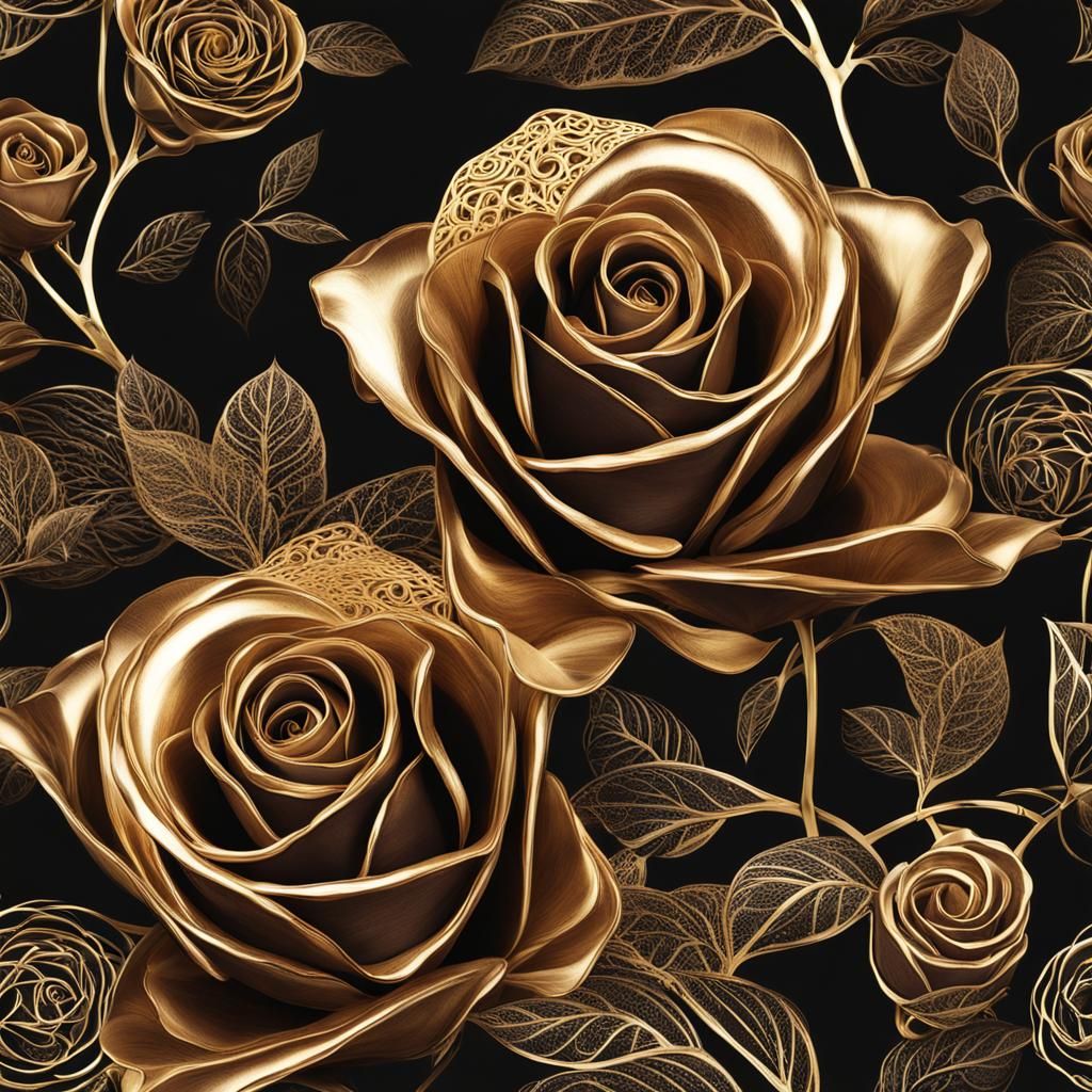 Ethereal Chocolate Roses with Golden Filigree
