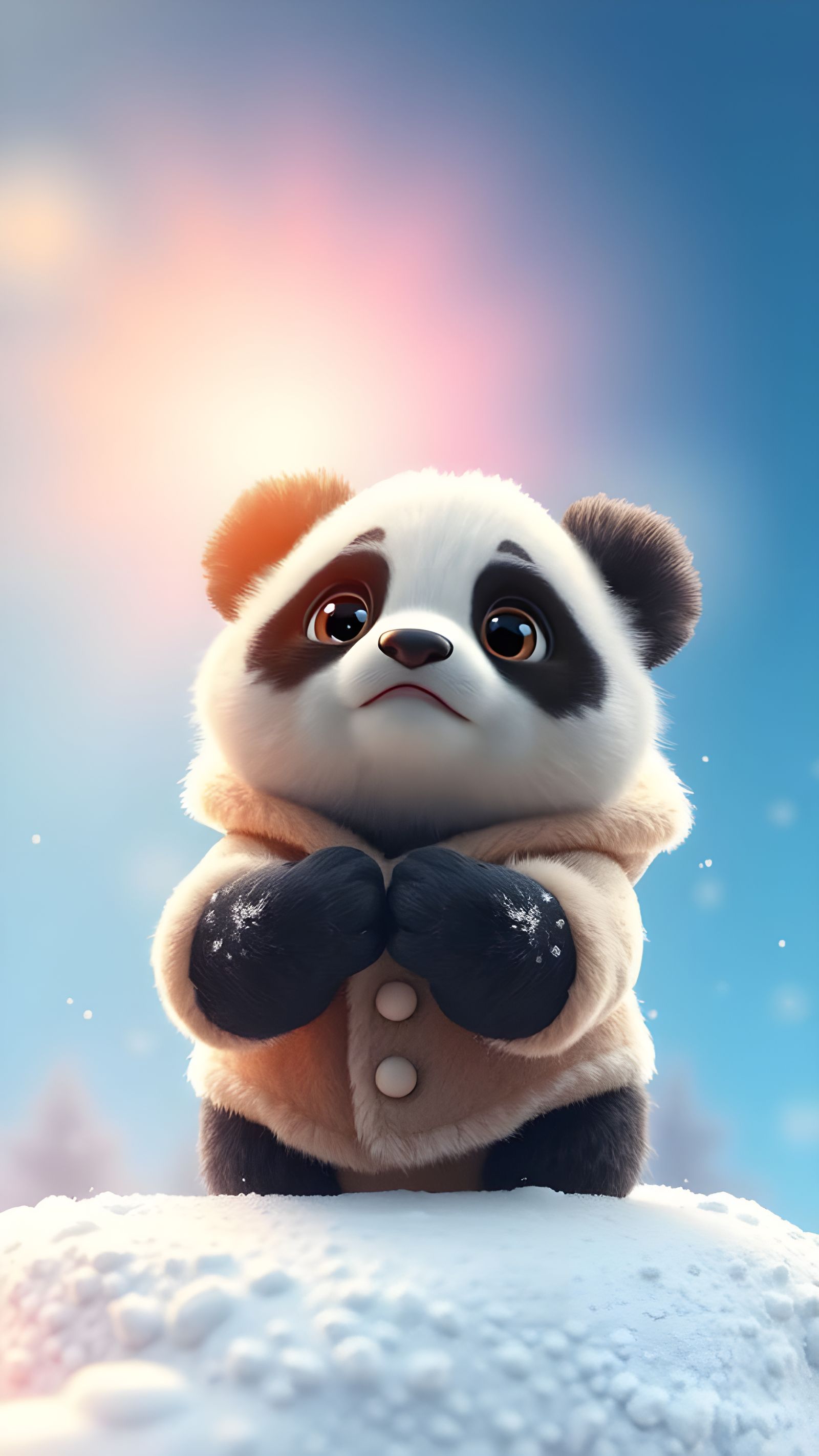 Adorable Panda in Winter Wonderland