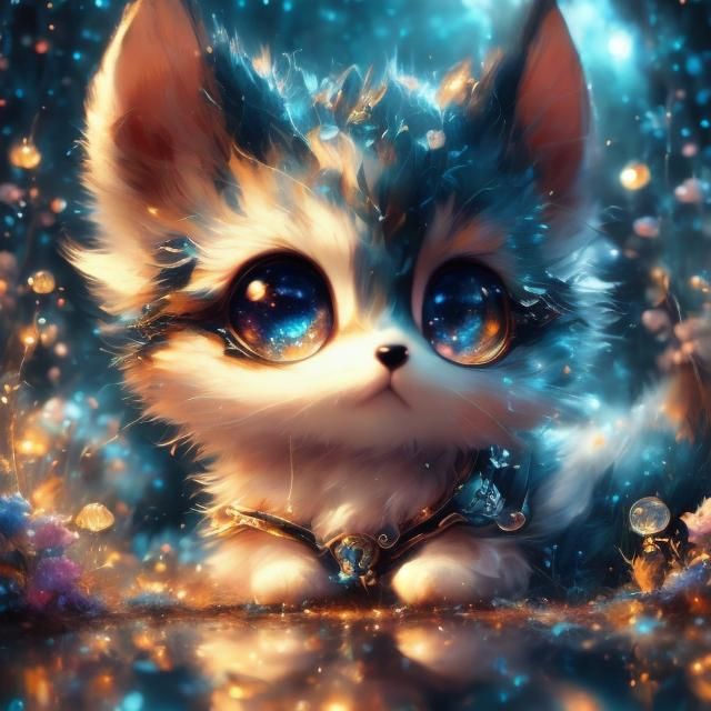 Adorable Chibi Dog in Fantasy Wonderland