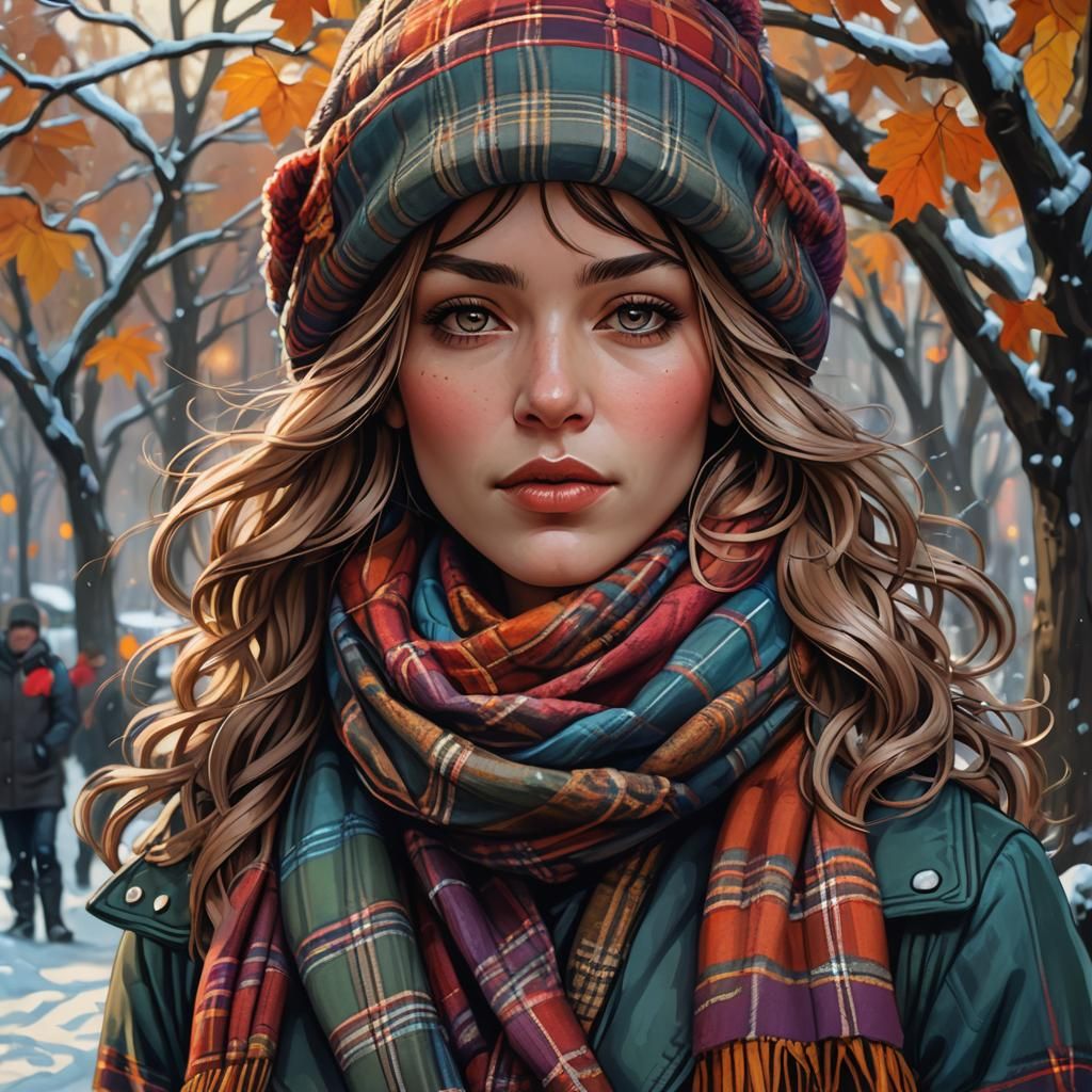 Winter Girl Portrait in Art Nouveau Style