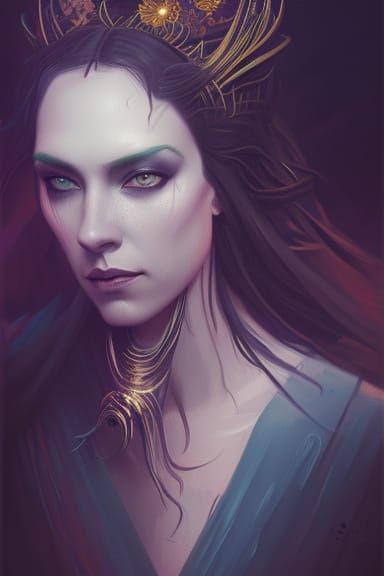 Eldritch Queen of the Night Portrait in Baroque Style