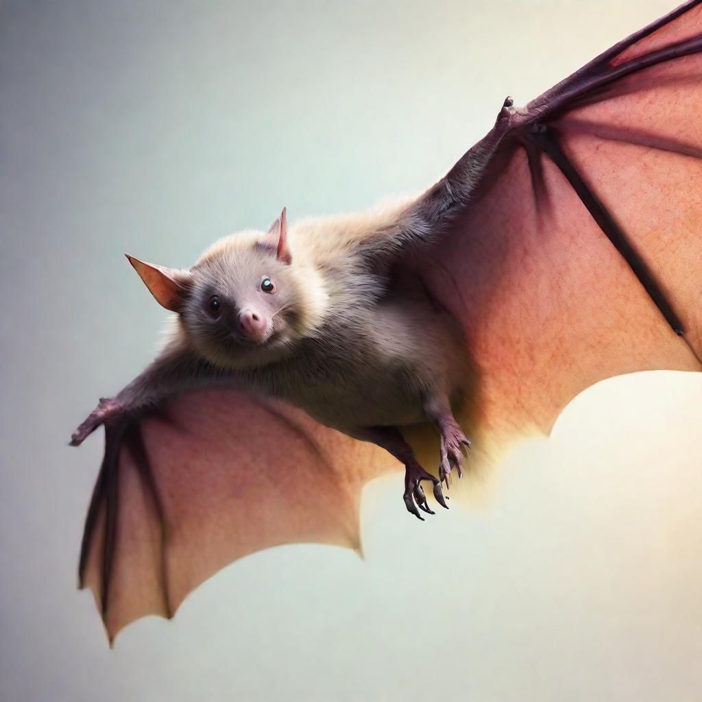 Detailed White Fruit Bat with Wings Spread