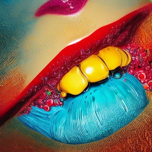 Surreal Oceanic Lips in Vibrant Dreamscapes