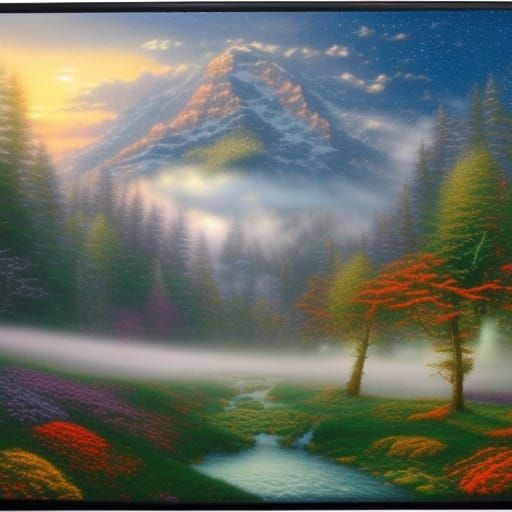 Linux on Macbook in Ethereal Kinkade Style