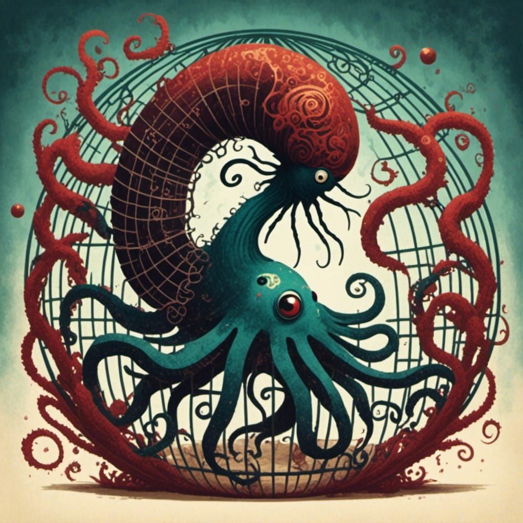 Virus Microbes Escape Cage Unlocked by Octopus