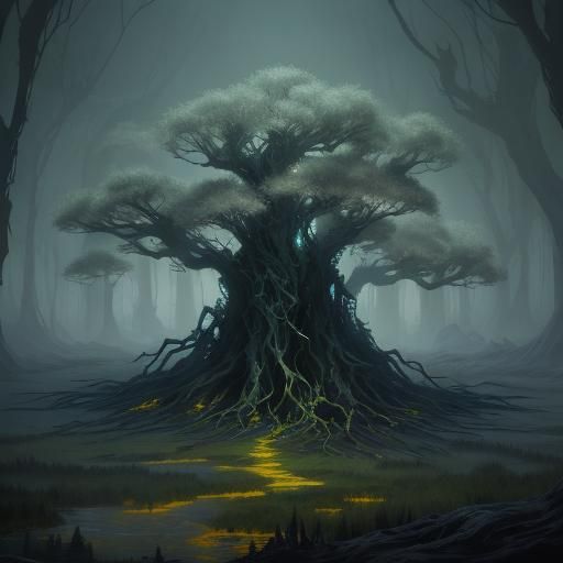 Ethereal Phantom Root in a Ghostly Landscape