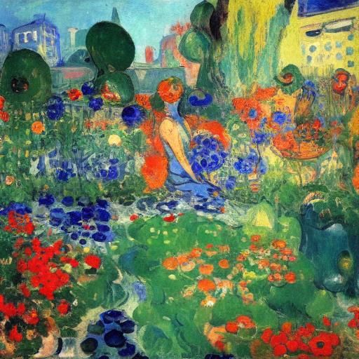 Mermaids in an Urban Garden: Impressionistic Style