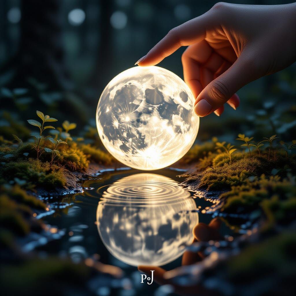 Magical Moon Placement in Forest: Hyper-Realistic Art