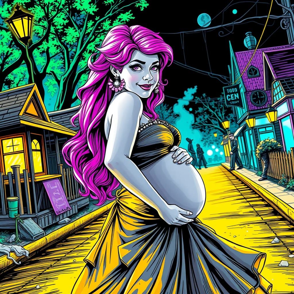 Pregnant Pink Haired Goddess Walks the Yellow Brick Road in ...