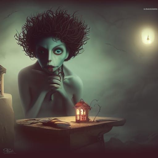 Sinister Heroin Addiction in a Burtonesque Style