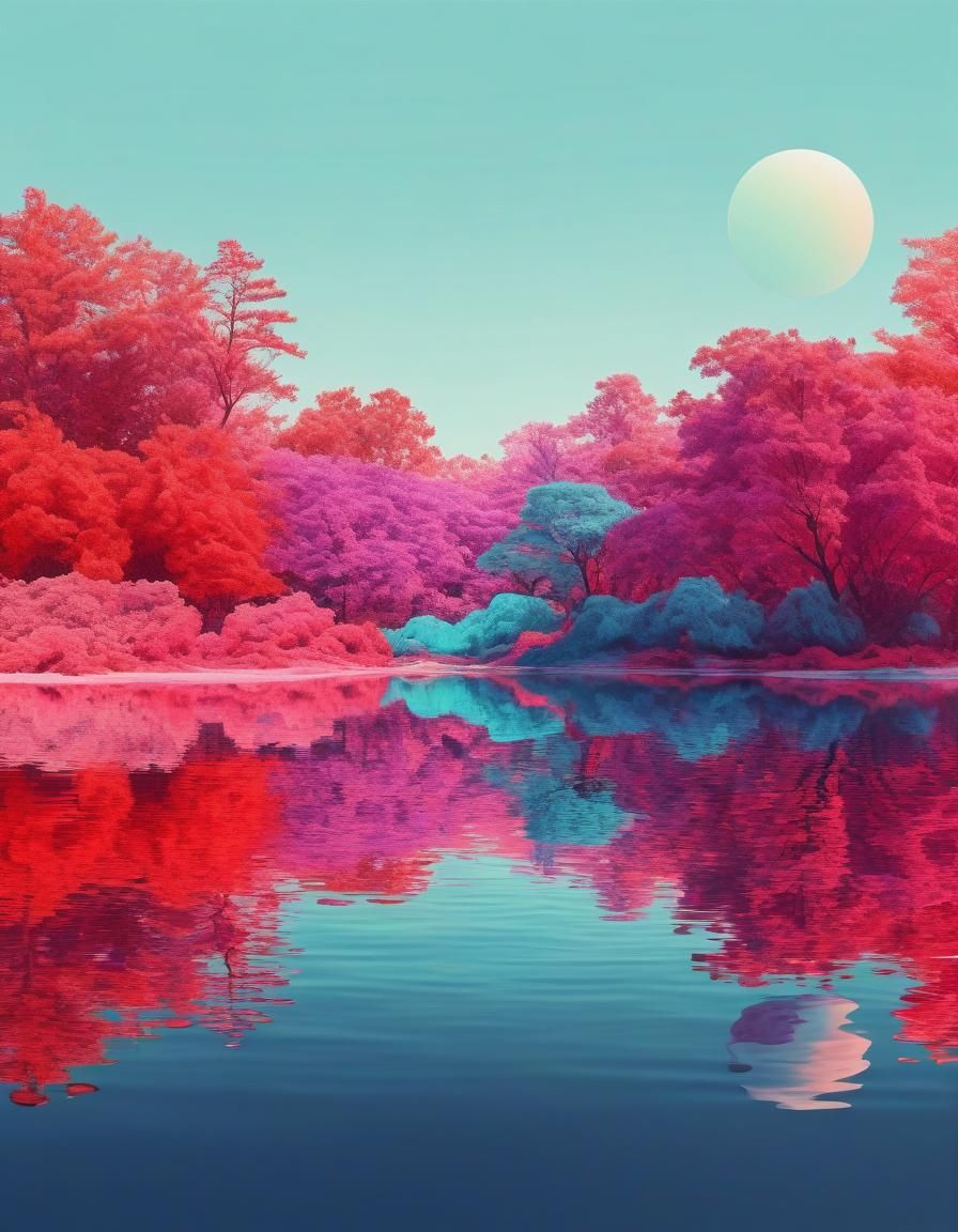 Ethereal Vermilion Waterfront Panorama Art