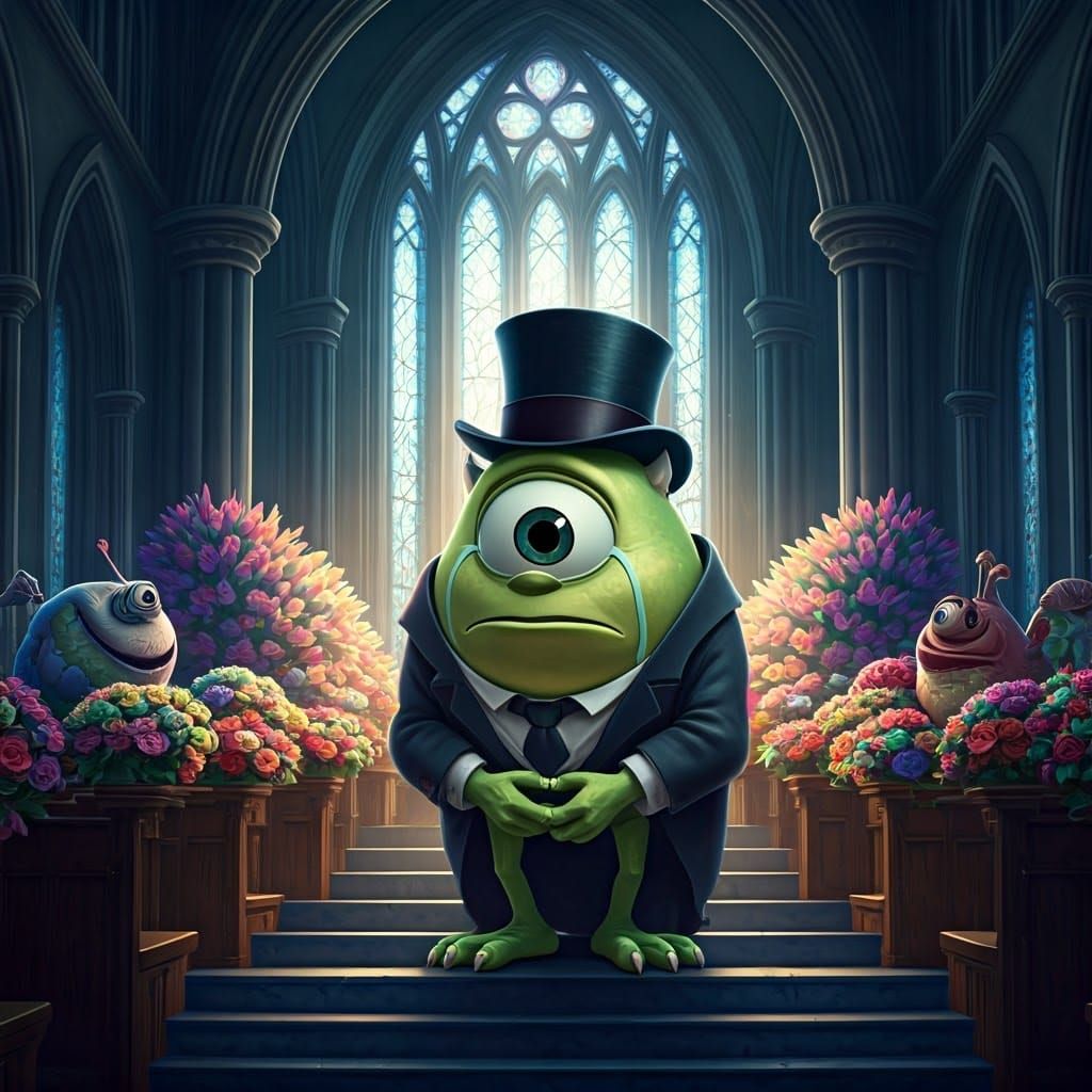 Mike Wazowski's Grief: A Pixar-Style Funeral Scene