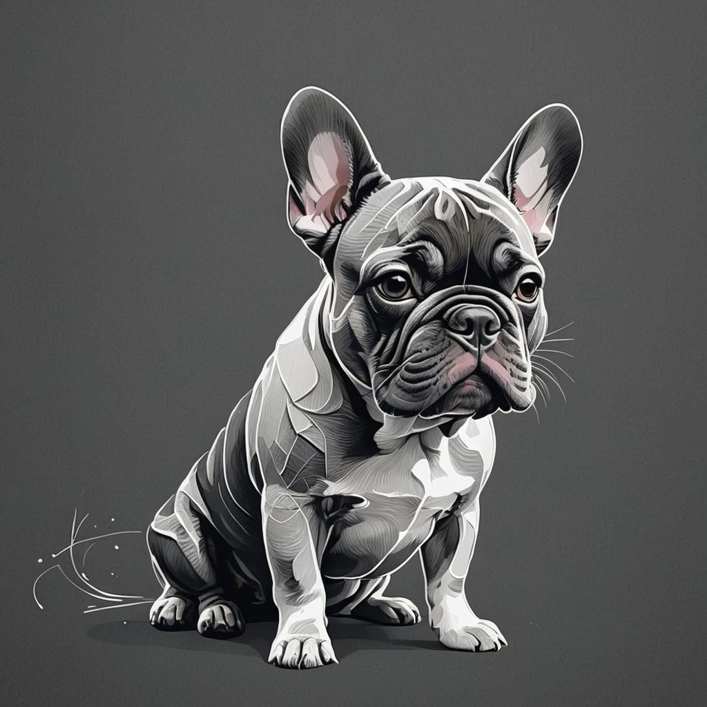 Minimalist French Bulldog Line Art Illustration