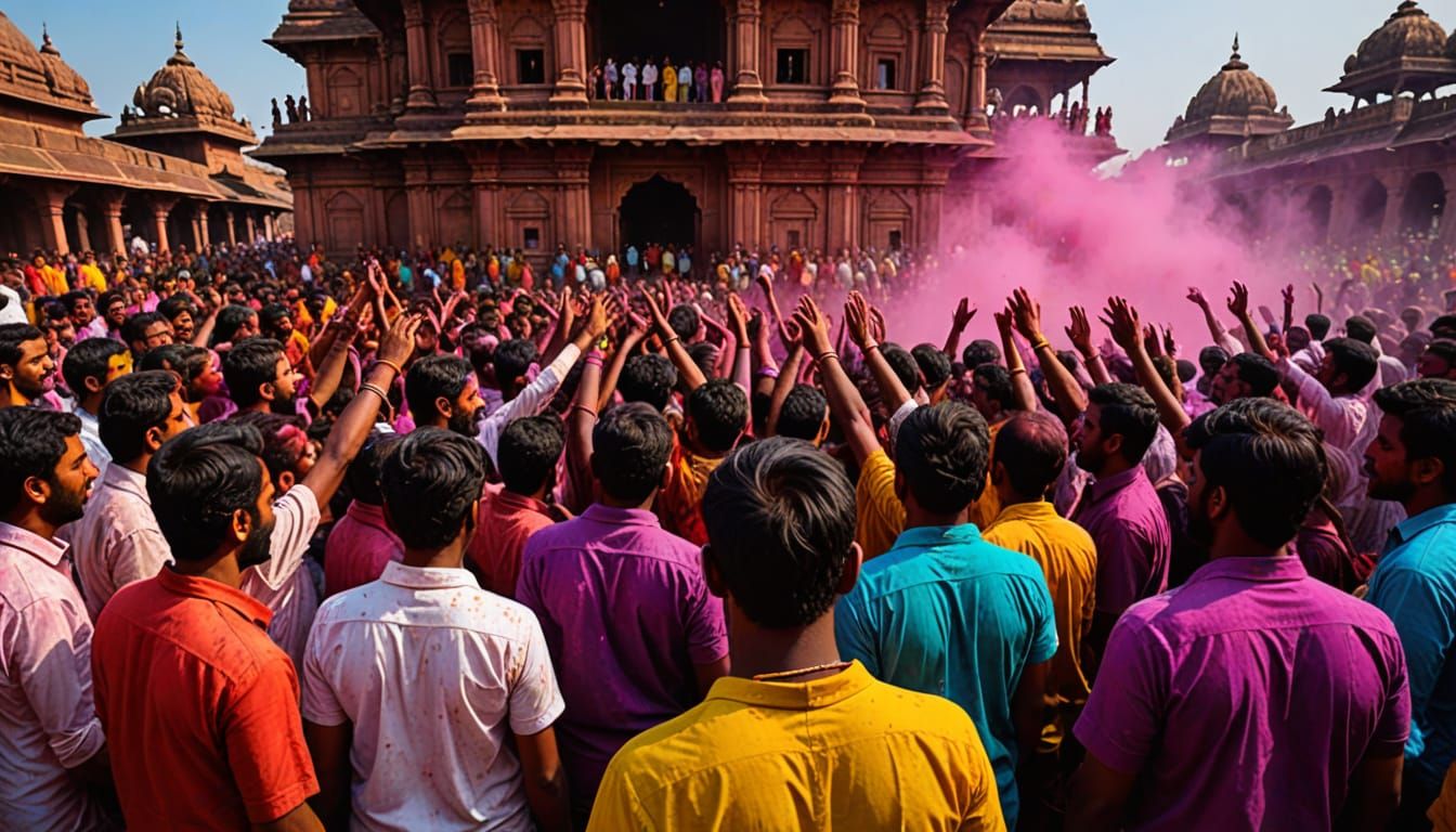 Ancient Temple Celebrations in Vibrant Colors