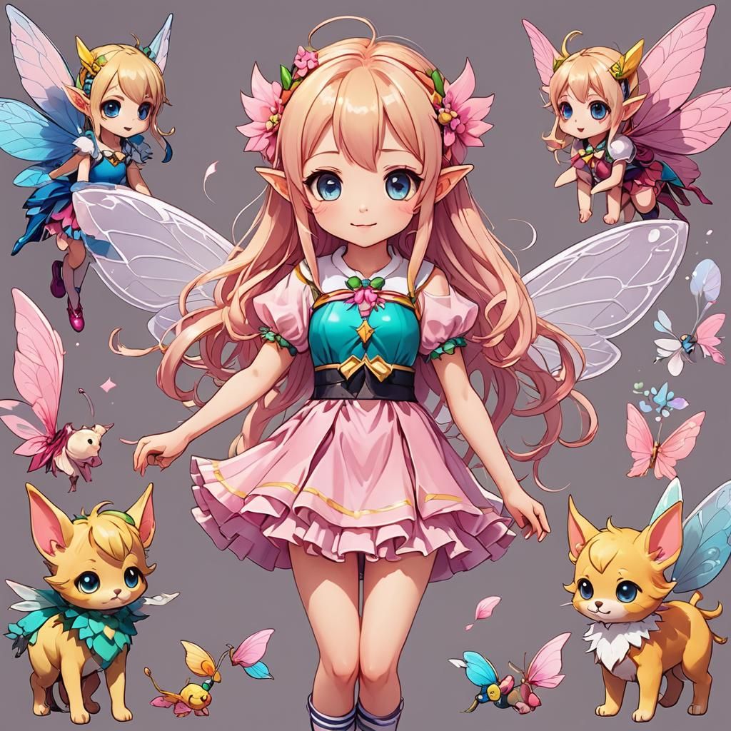 Kawaii Anime Fairy with Colorful Details