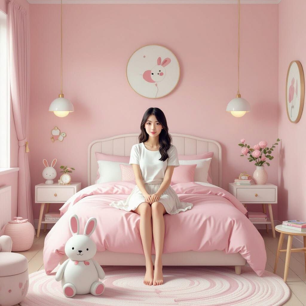 Cute Bedroom Design in Surreal Pop Art Style