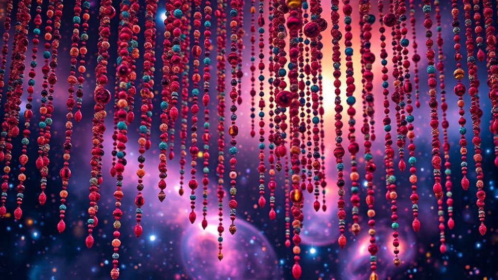 Cosmic Beads Form Nebulas in Dreamlike Digital Art