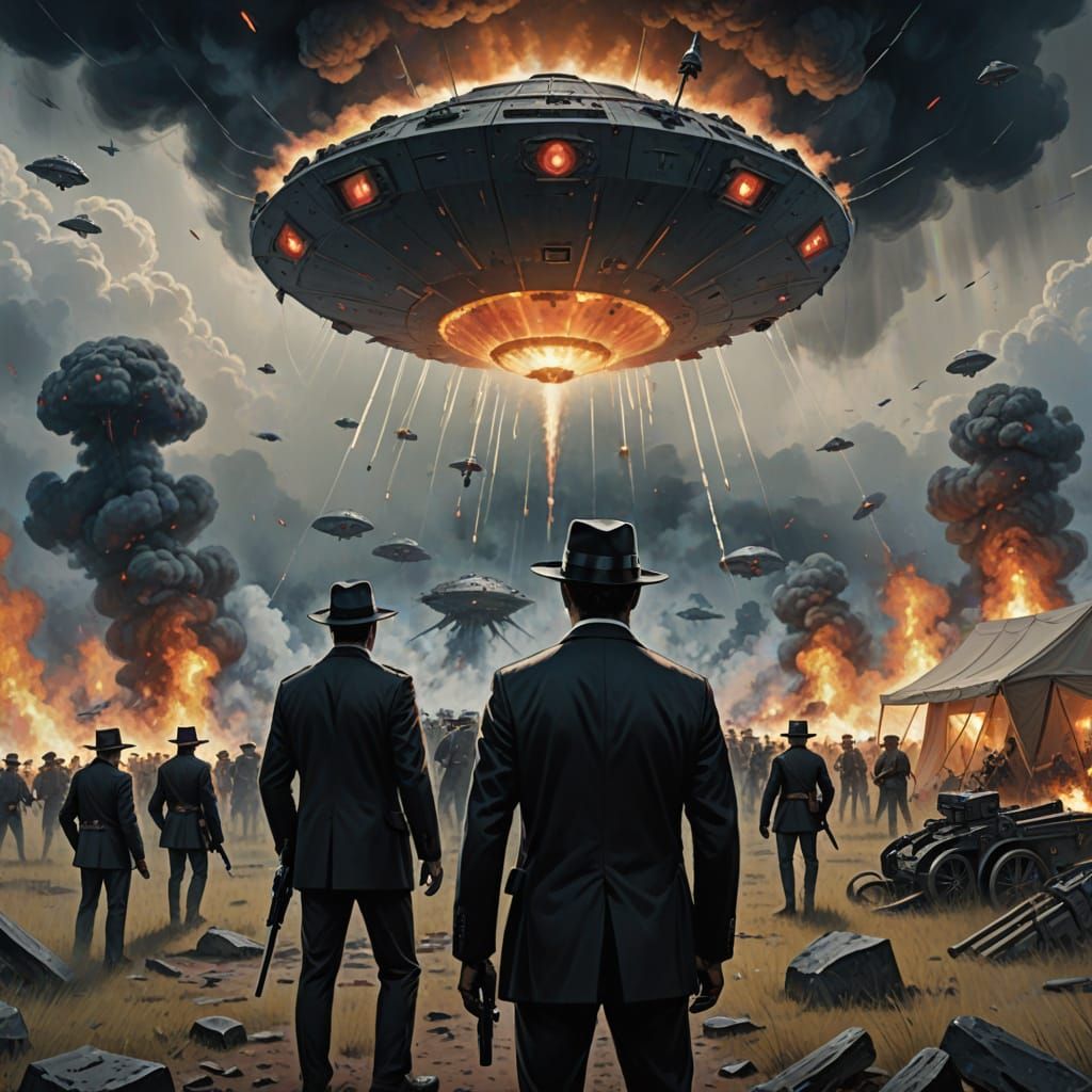 Men in Black Observe Gettysburg Battlefield