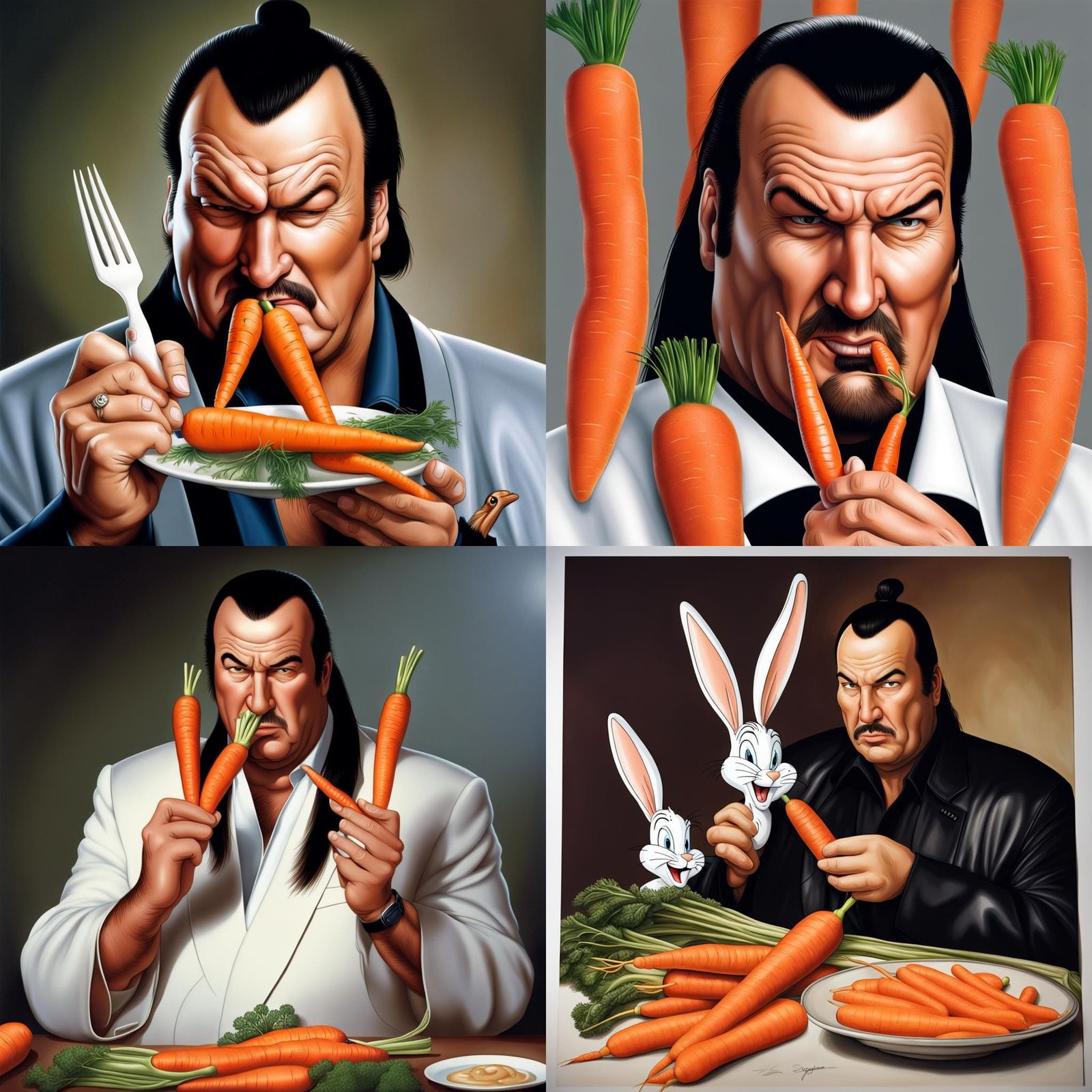 Bugs Bunny as Steven Seagal Eats Carrot