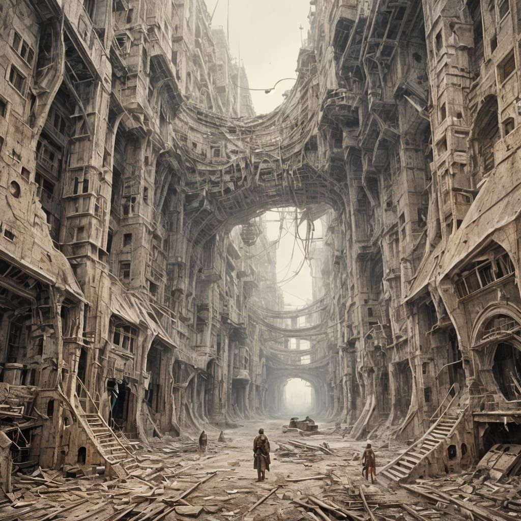 Dystopian Wasteland in Hyper-Realistic Style