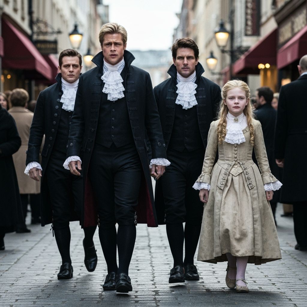 Vampires in 18th Century Attire on a Moody City Street