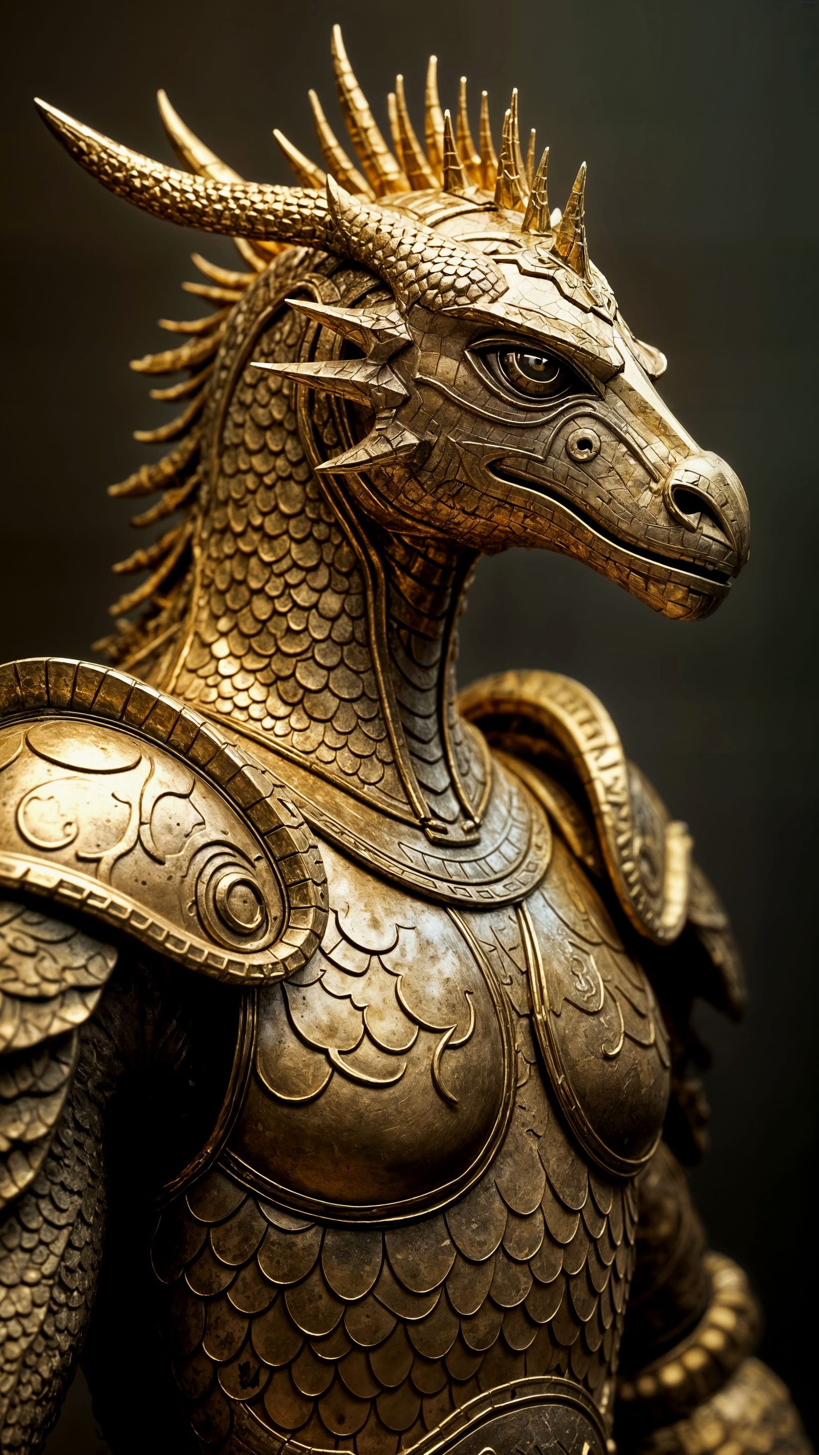 Ancient Greek Dragon Armor in Golden Scales