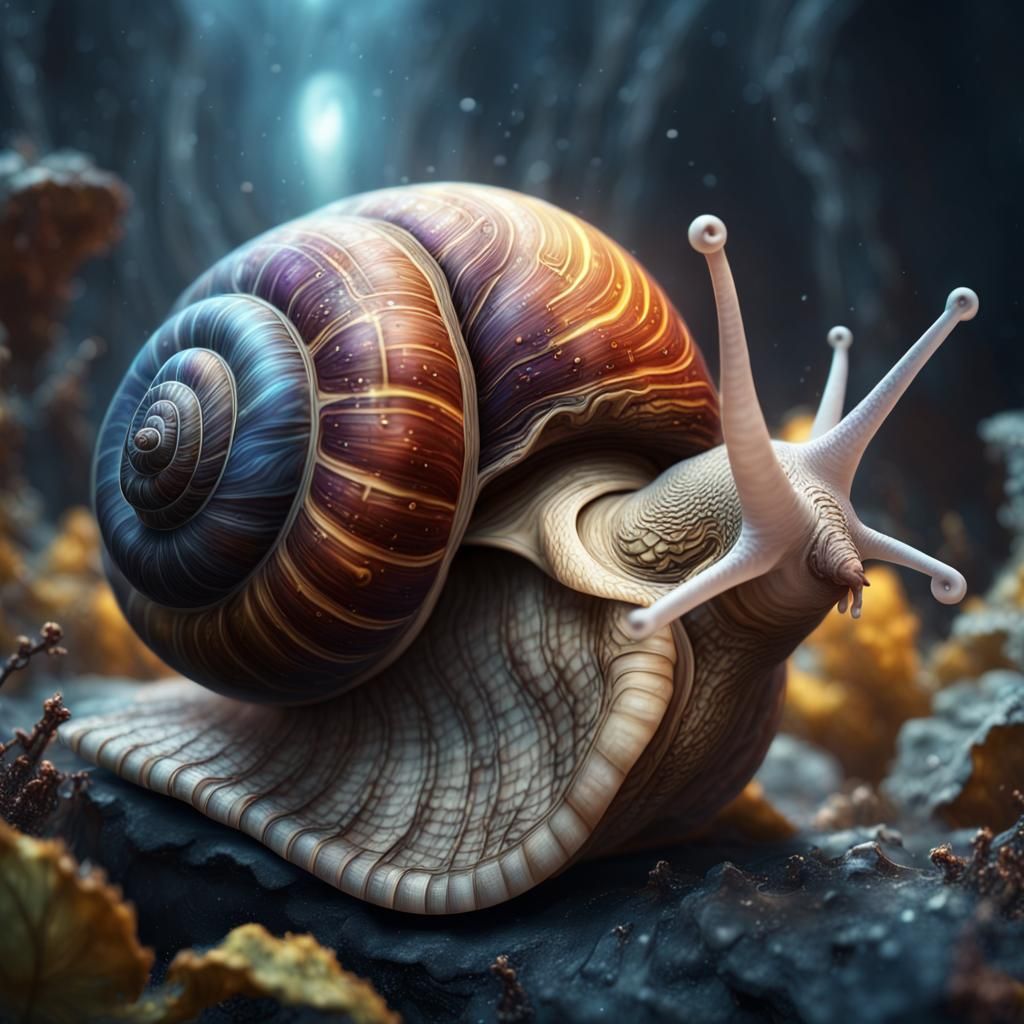 Demonic Snail with Universe Shell, Fantasy Art