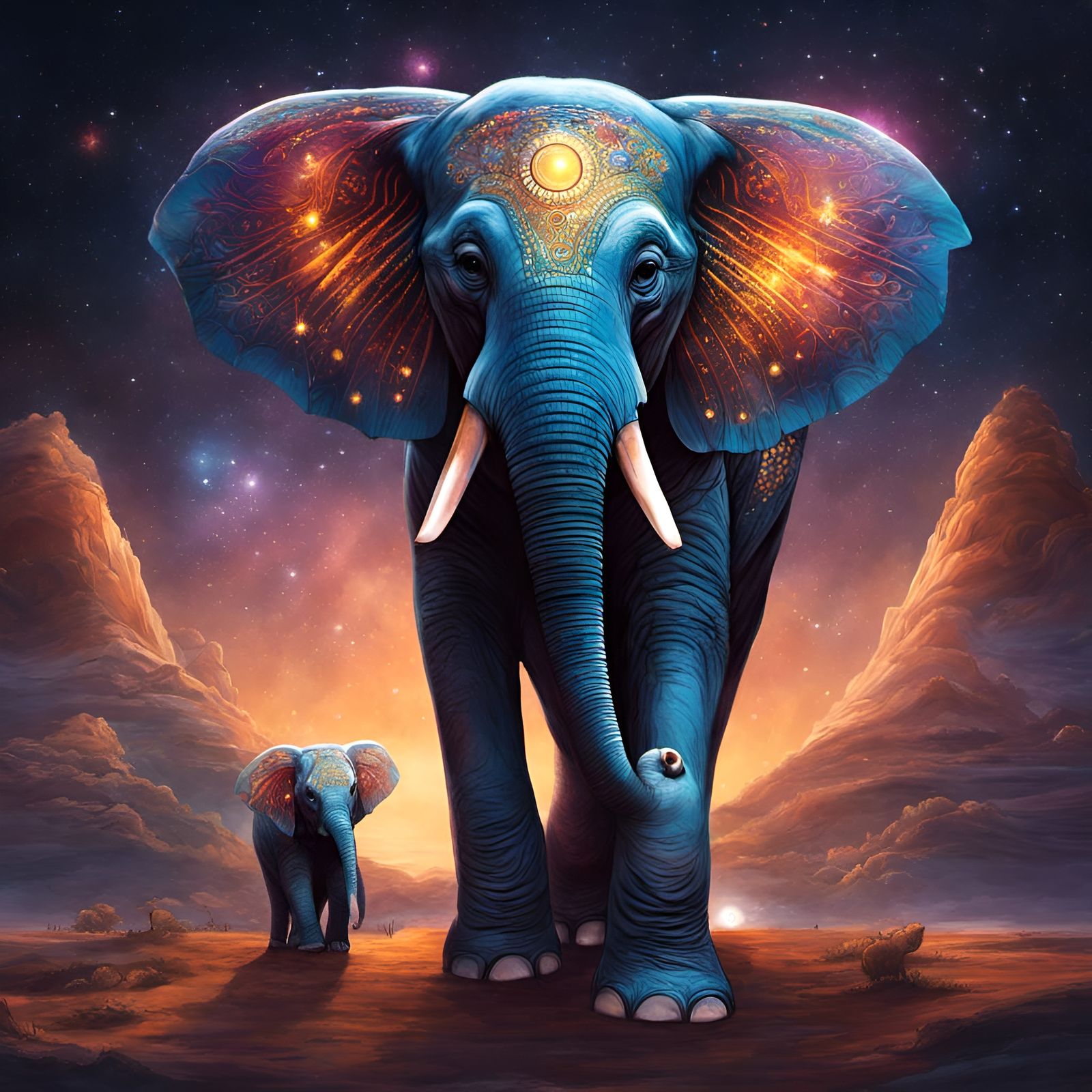 Hyperrealistic Alien Abduction of Baby Elephant