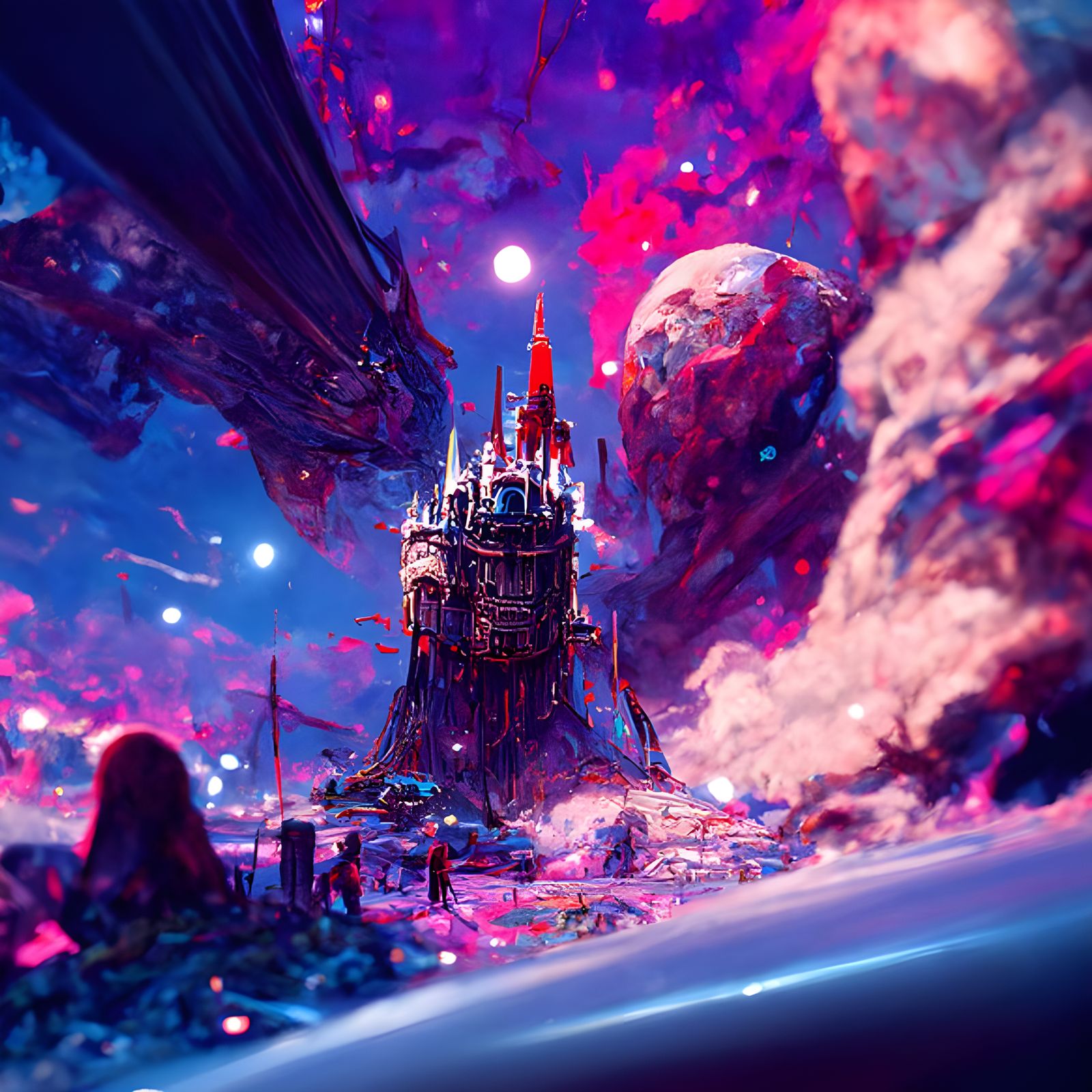 Magnificent Space Castle Digital Illustration