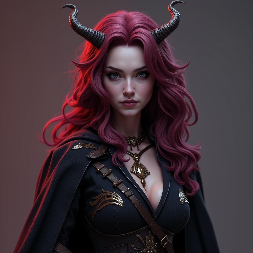 Tiefling with Broken Horn in Fantasy Concept Art