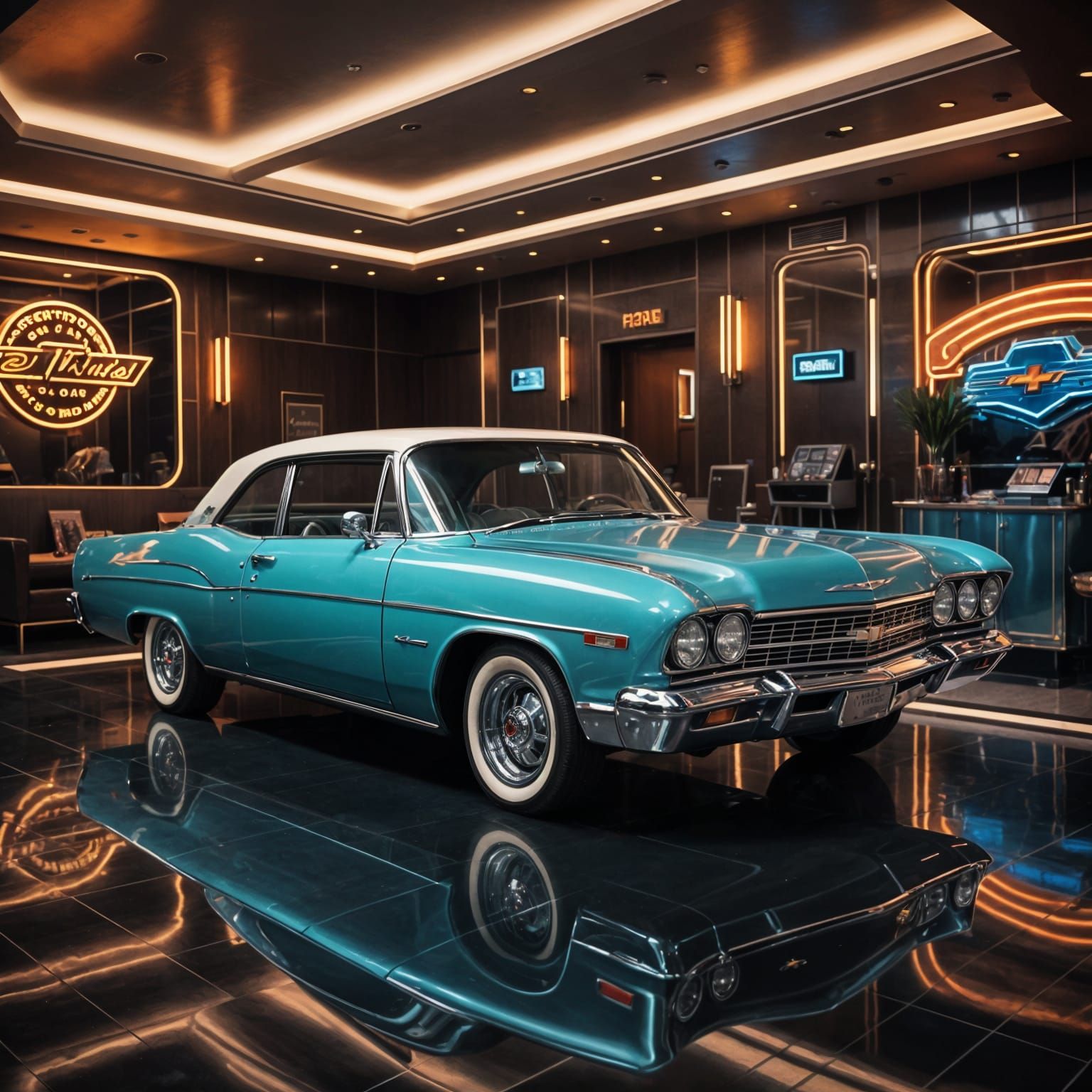 Classic Chevy Themed Hotel in 8K Contrast
