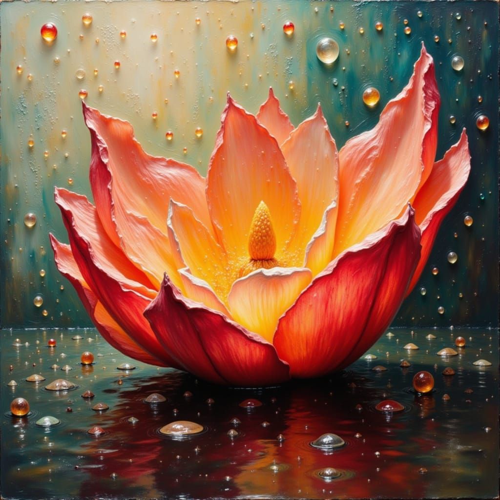 Surreal Flower with Dew Drop