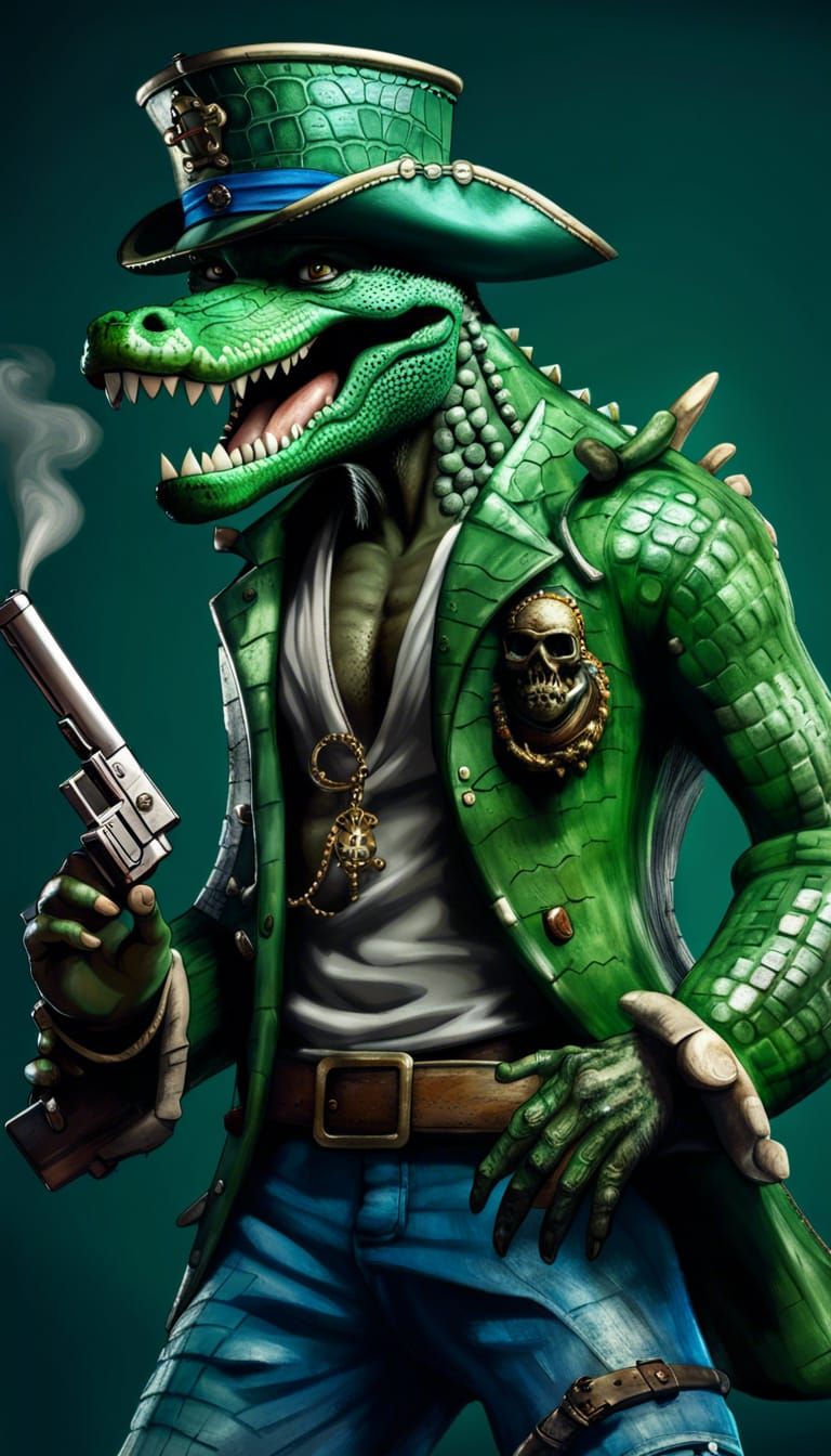 Hyperrealistic Crocodile Pirate Concept Art