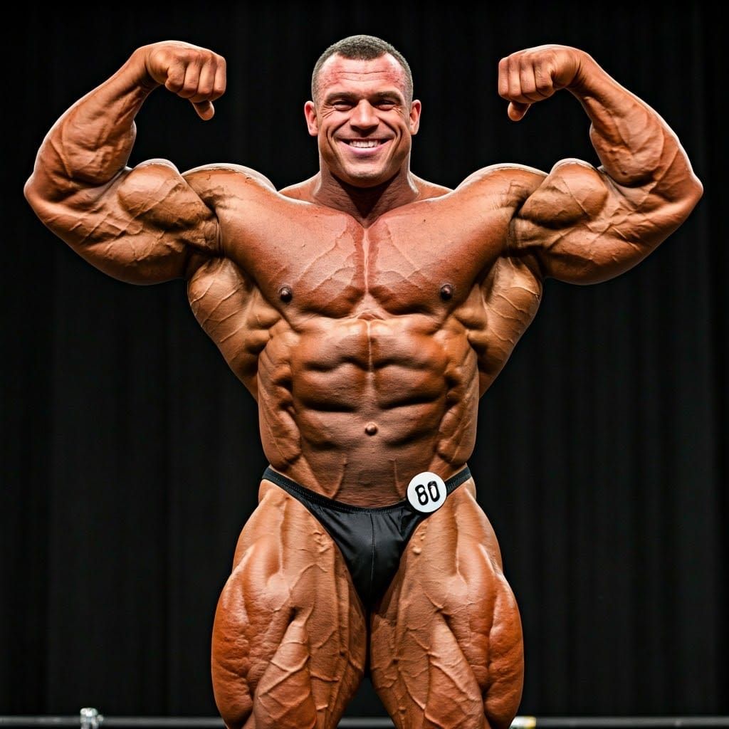 Vascular Bodybuilder in Muscular Flex Pose