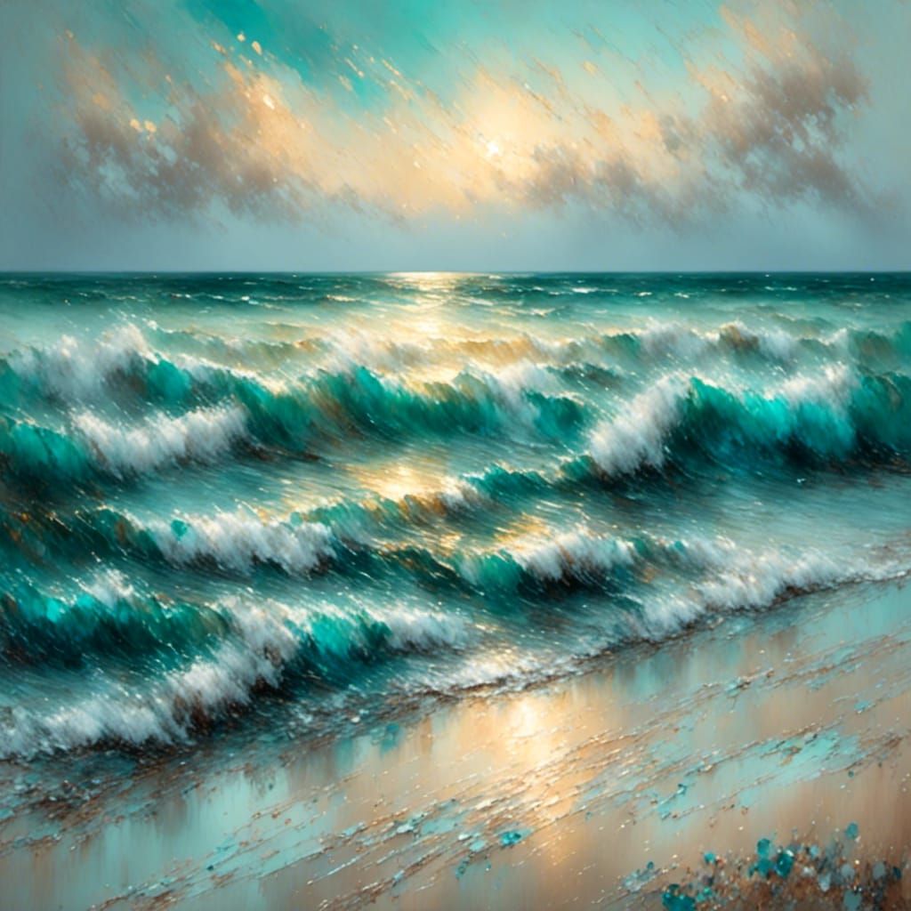 Impressionist Seascape at Twilight in Pastel Colors