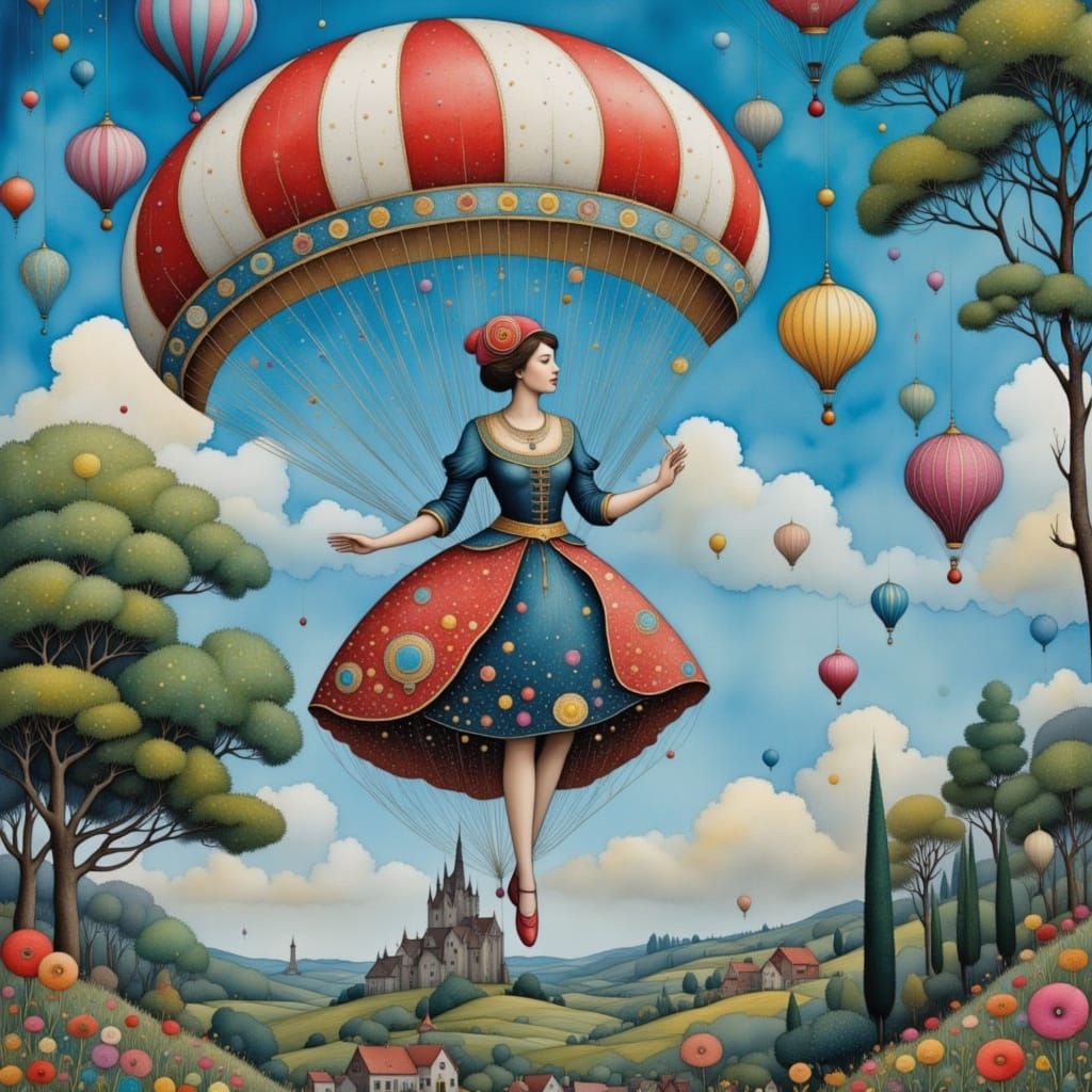 Surreal Victorian Lady Descends into Whimsical English Garde...