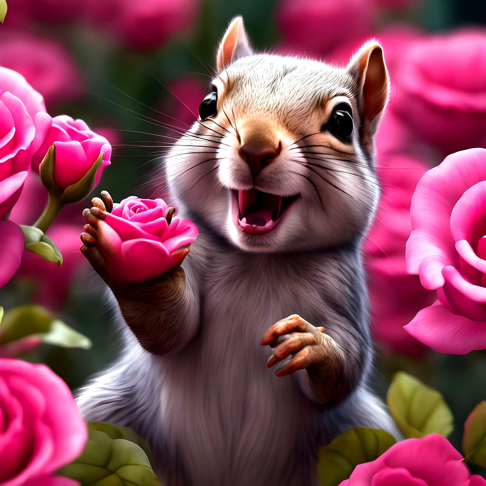 Hyperrealistic Portrait of Tender Hands Cradling a Baby Squi...