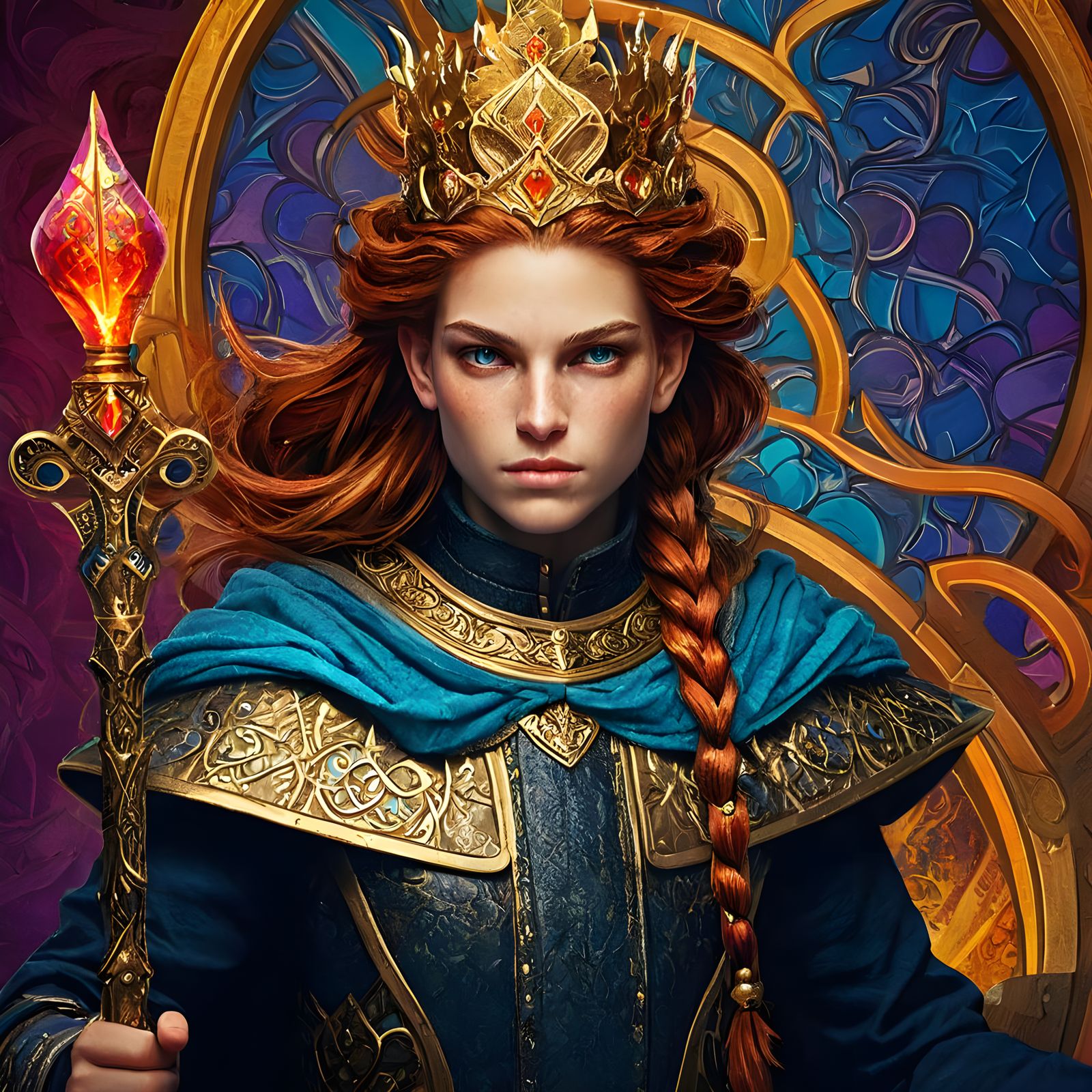 Dark Fantasy Royal Portrait in Art Nouveau Style