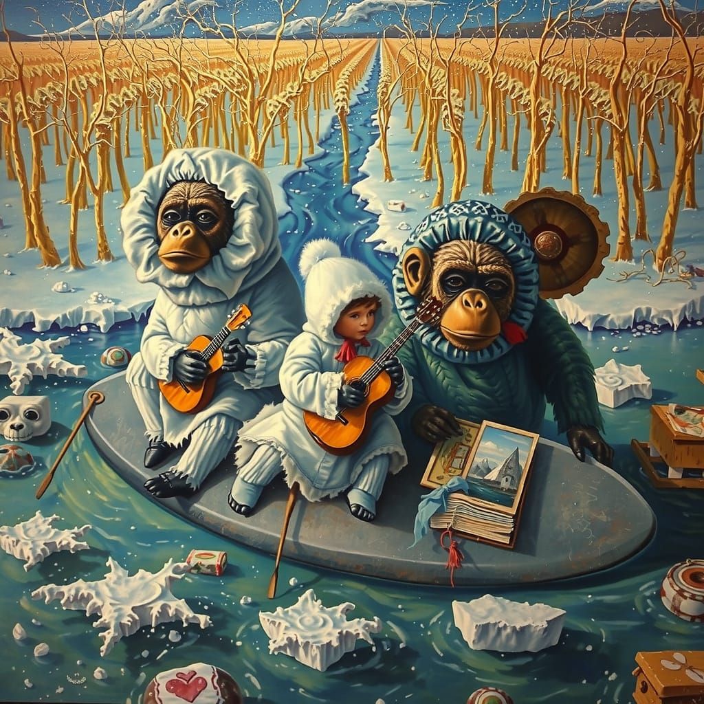 Surreal Winter Dreamscape Inspired by Renaissance Masters