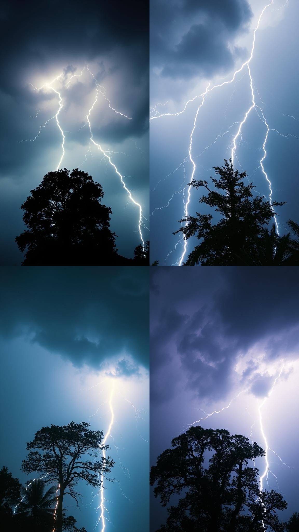 Dramatic Stormy Sky with Repeated Lightning Strikes