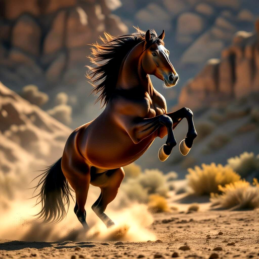 Photorealistic Horse Rearing Up