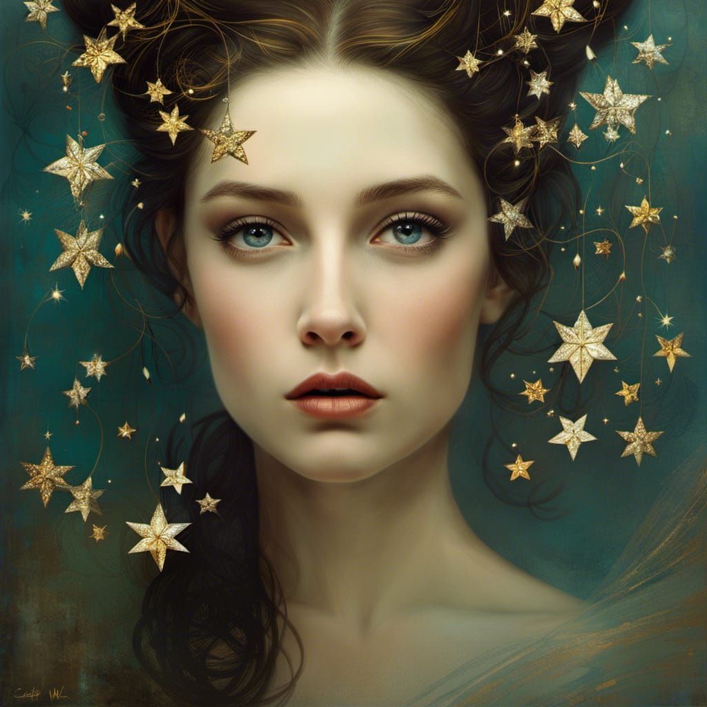 Ethereal Portrait with Beautiful Eyes, Fantasy Art