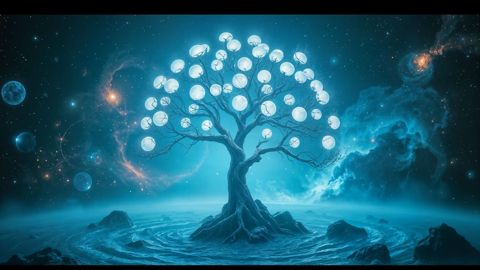 Ethereal Cosmic Tree in Cinematic Style