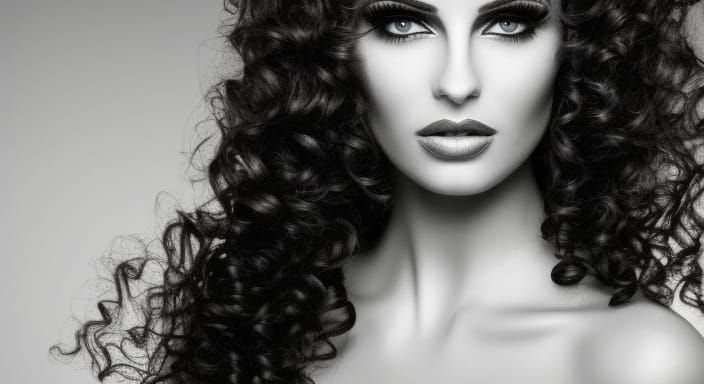 Beautiful Woman with Blue Lipstick in Clarke Style