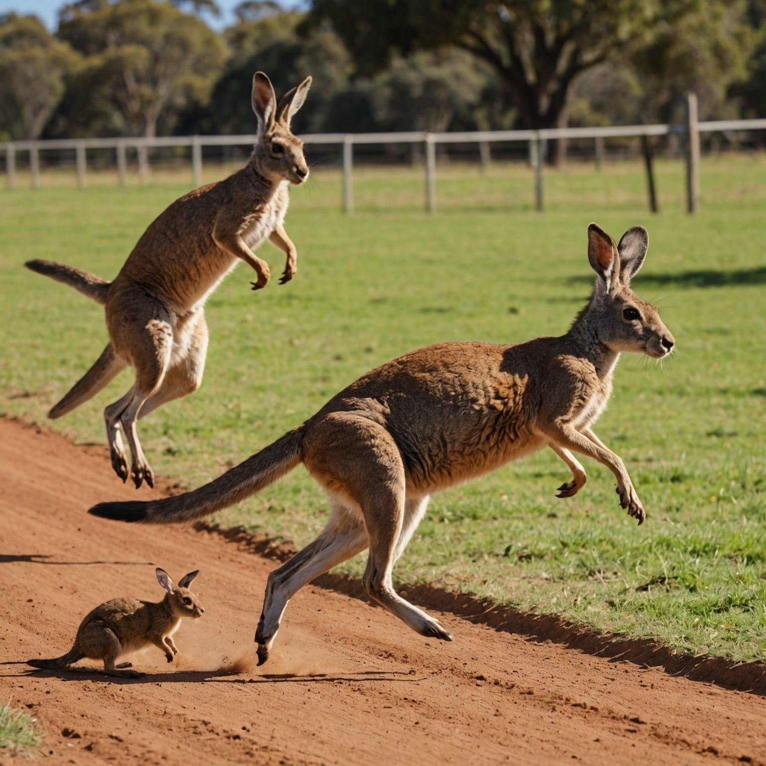 Kangaroos and Rabbits Hopping in a Race