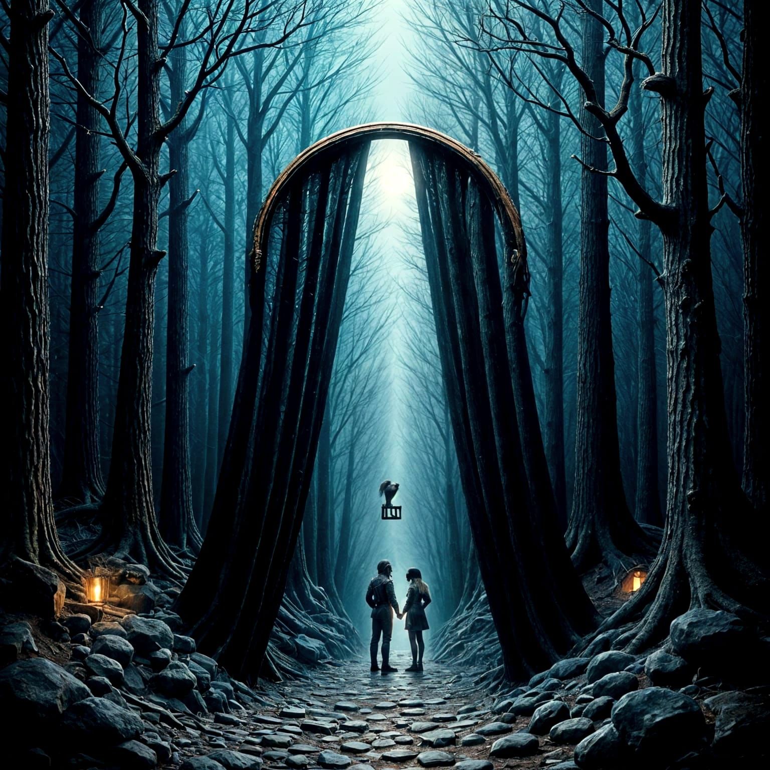 Ornate Keyhole with Animals in Moody Atmosphere