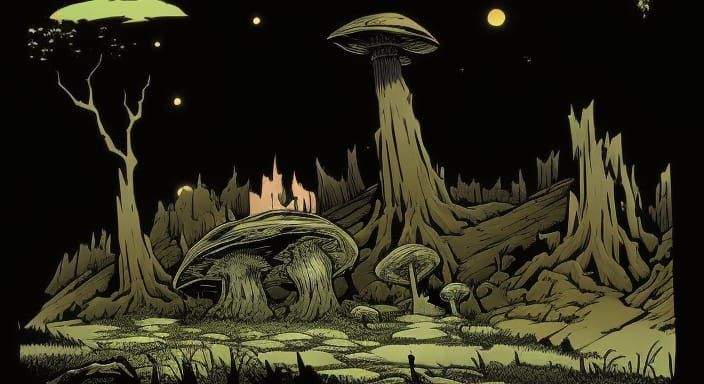 Horror Graveyard Concept Art for 2D Game Level