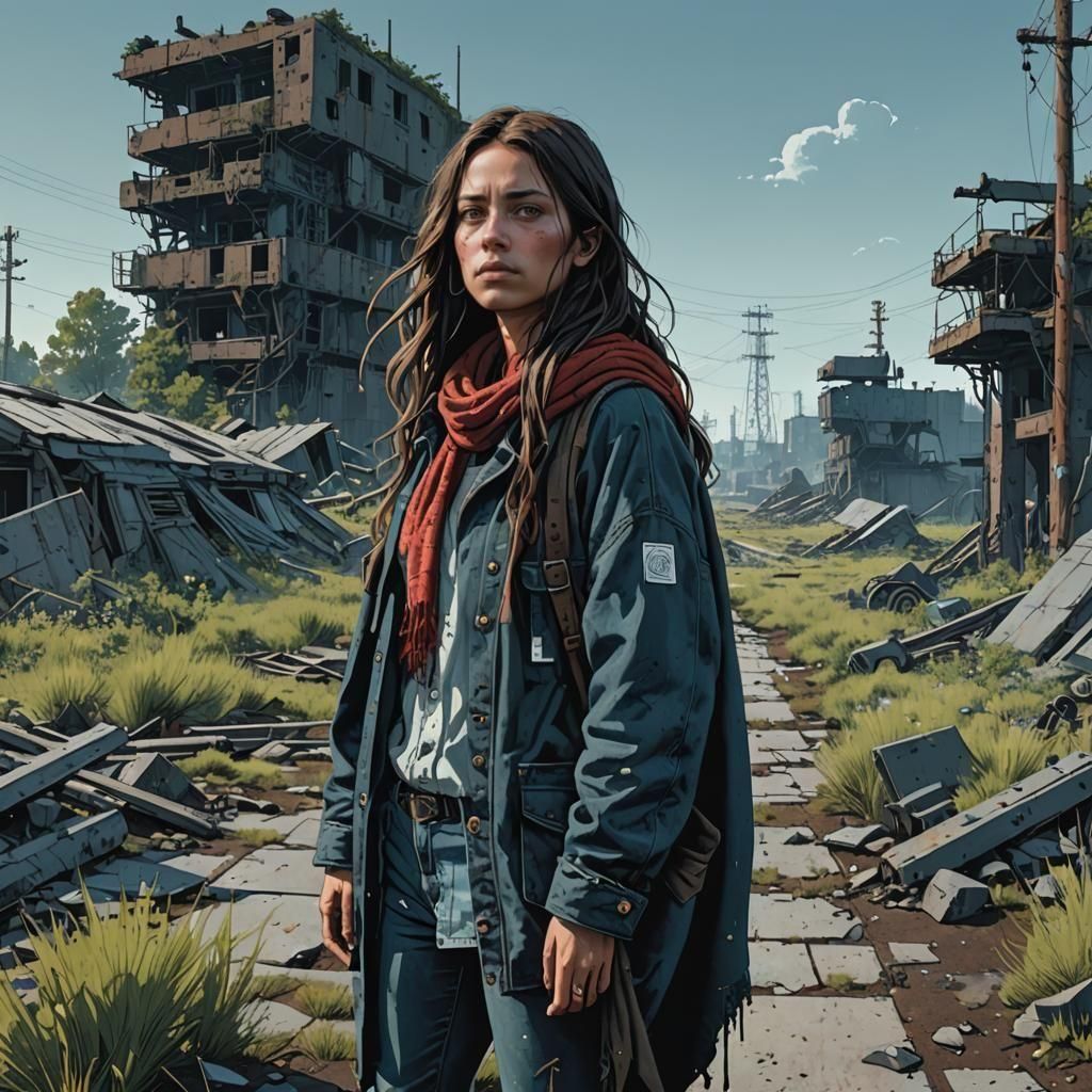 Lakota Girl in Post-Apocalyptic Wasteland Art