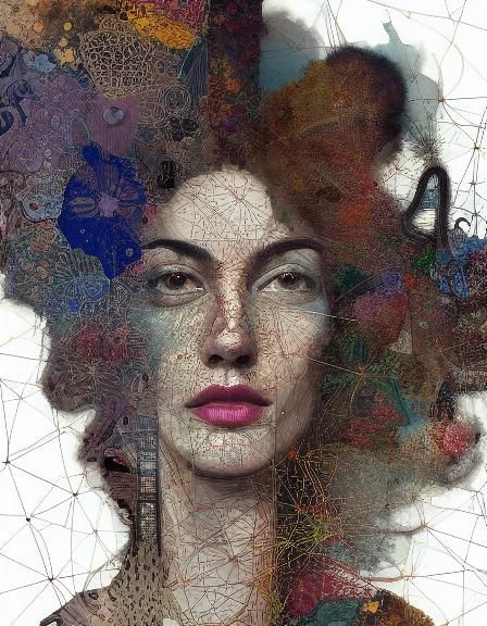 Intricate Post-Apocalyptic Portrait in Maximalist Style