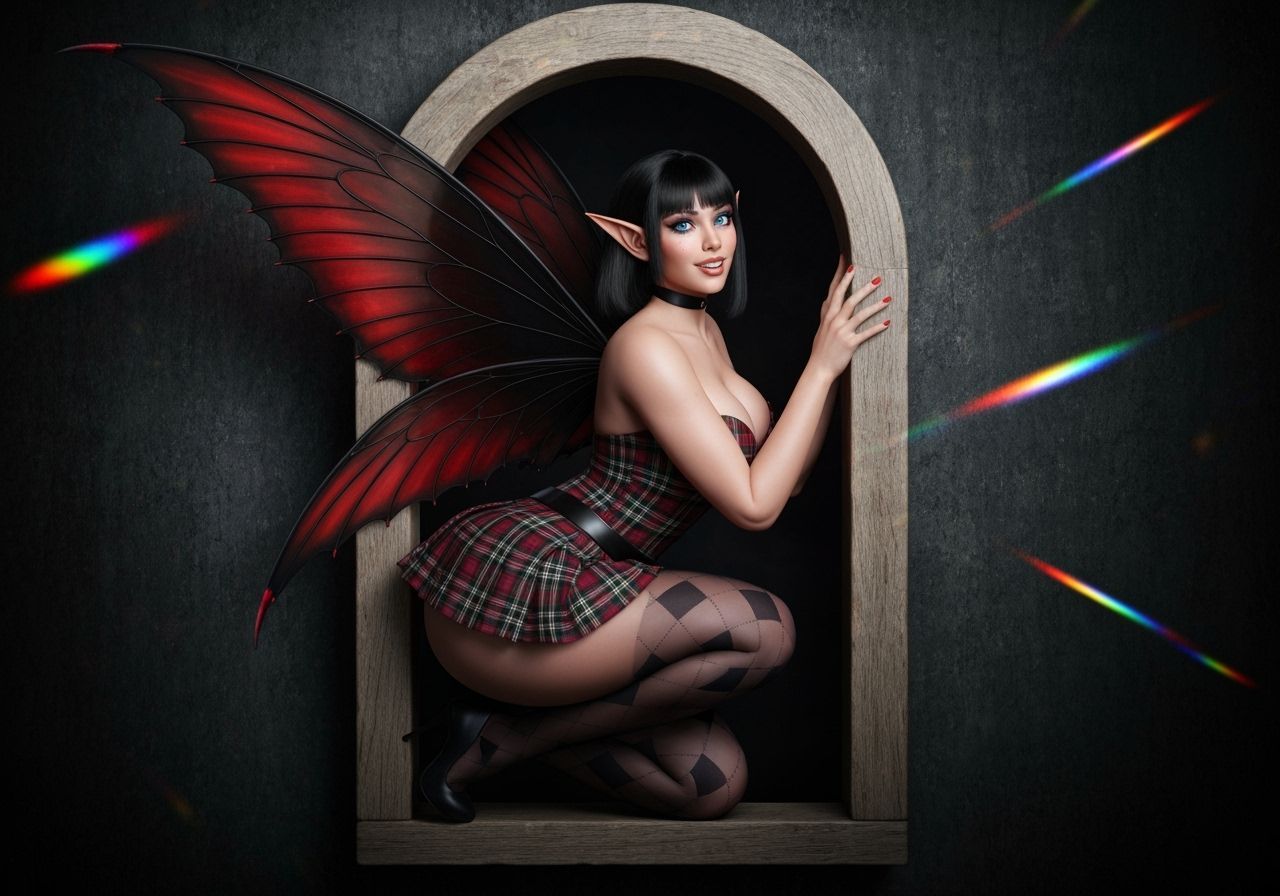 Latina Fairy in Birdhouse Archway: Surreal Horror Masterpiec...